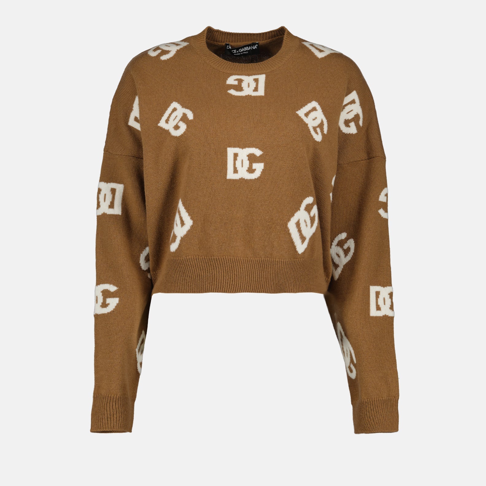 Dolce & Gabbana, brown wool sweater, luxury knitwear, high-end fashion, premium clothing