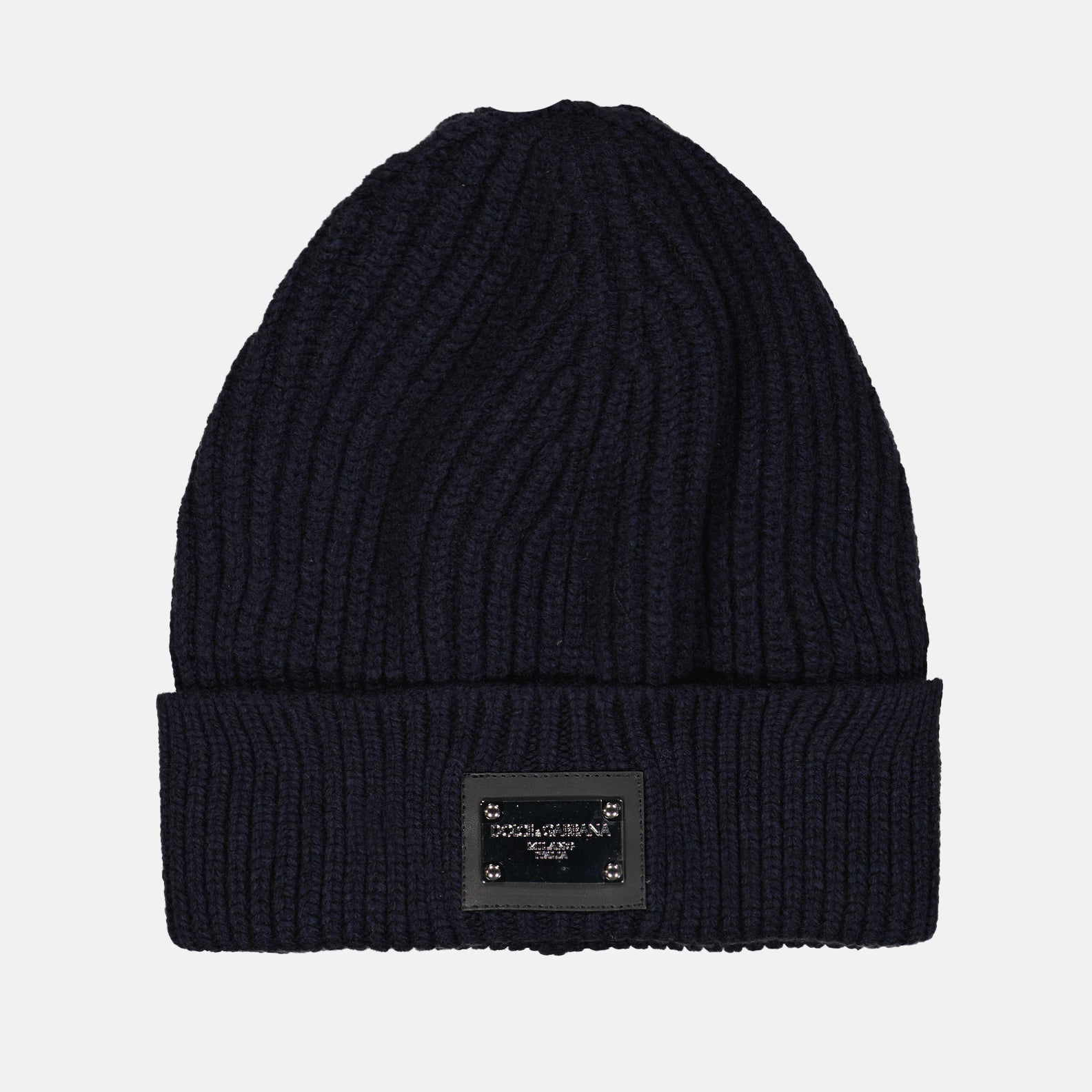 luxury beanie, Dolce & Gabbana beanie, navy blue beanie, designer accessories, men's luxury fashion