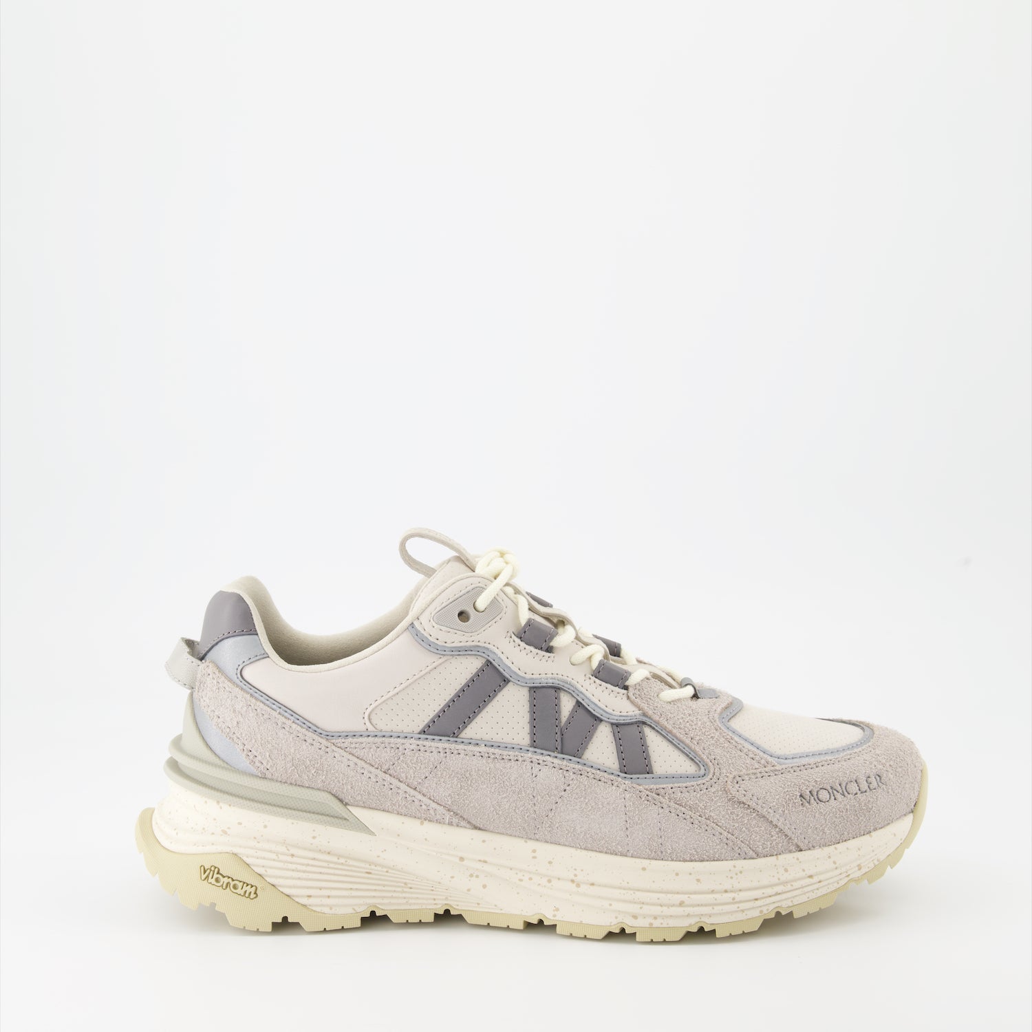 luxury sneakers, leather sneakers, suede sneakers, beige sneakers, Moncler footwear