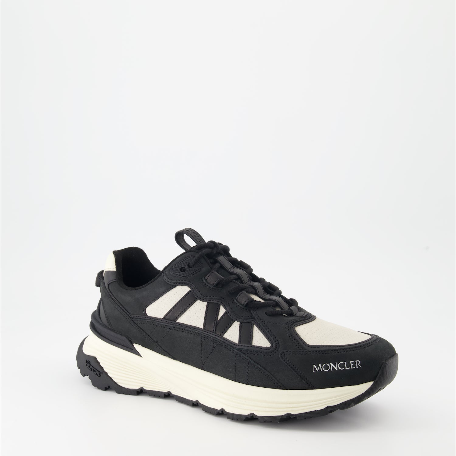 luxury sneakers, Moncler shoes, black leather sneakers, beige suede sneakers, high-end footwear