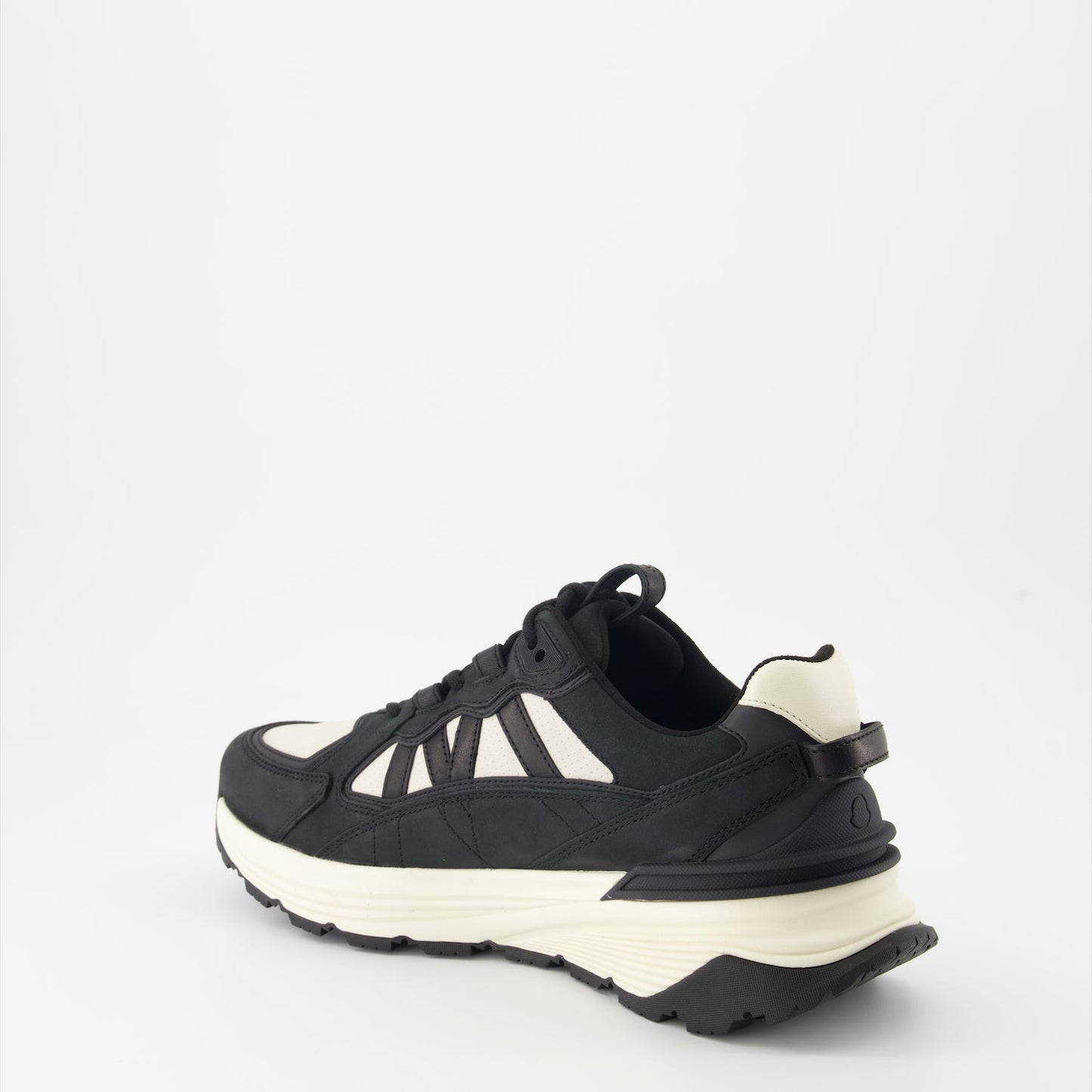 luxury sneakers, Moncler shoes, black leather sneakers, beige suede sneakers, high-end footwear