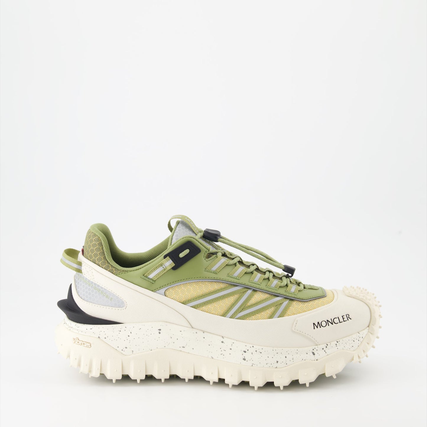 Moncler sneakers, luxury footwear, Trailgrip sneakers, green and beige sneakers, high-end fashion shoes