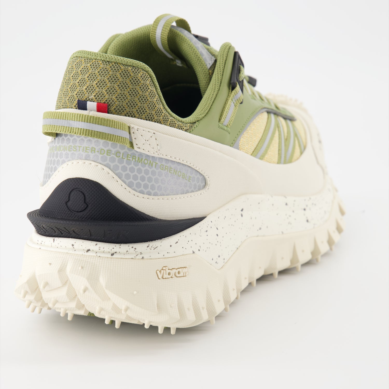 Moncler sneakers, luxury footwear, Trailgrip sneakers, green and beige sneakers, high-end fashion shoes