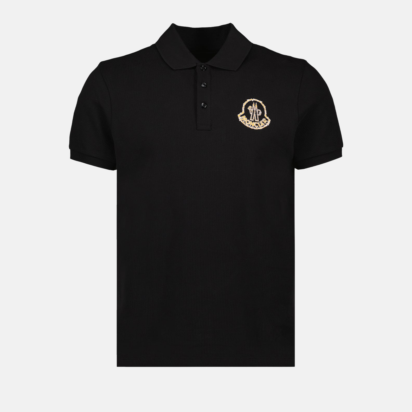 Moncler polo, black logo polo, luxury menswear, designer polo shirts, high-end fashion