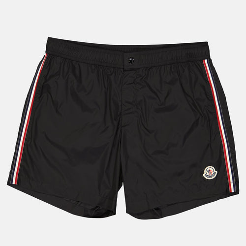 Black Swim Shorts with Tricolor Trim