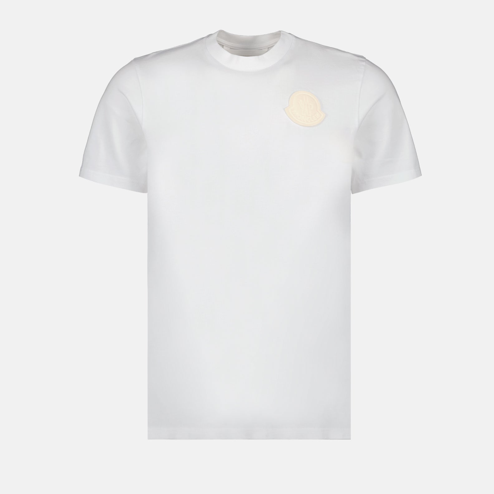 Image of Moncler White Logo T-Shirt by Moncler for Men - Season Spring-Summer 2024 - Front View