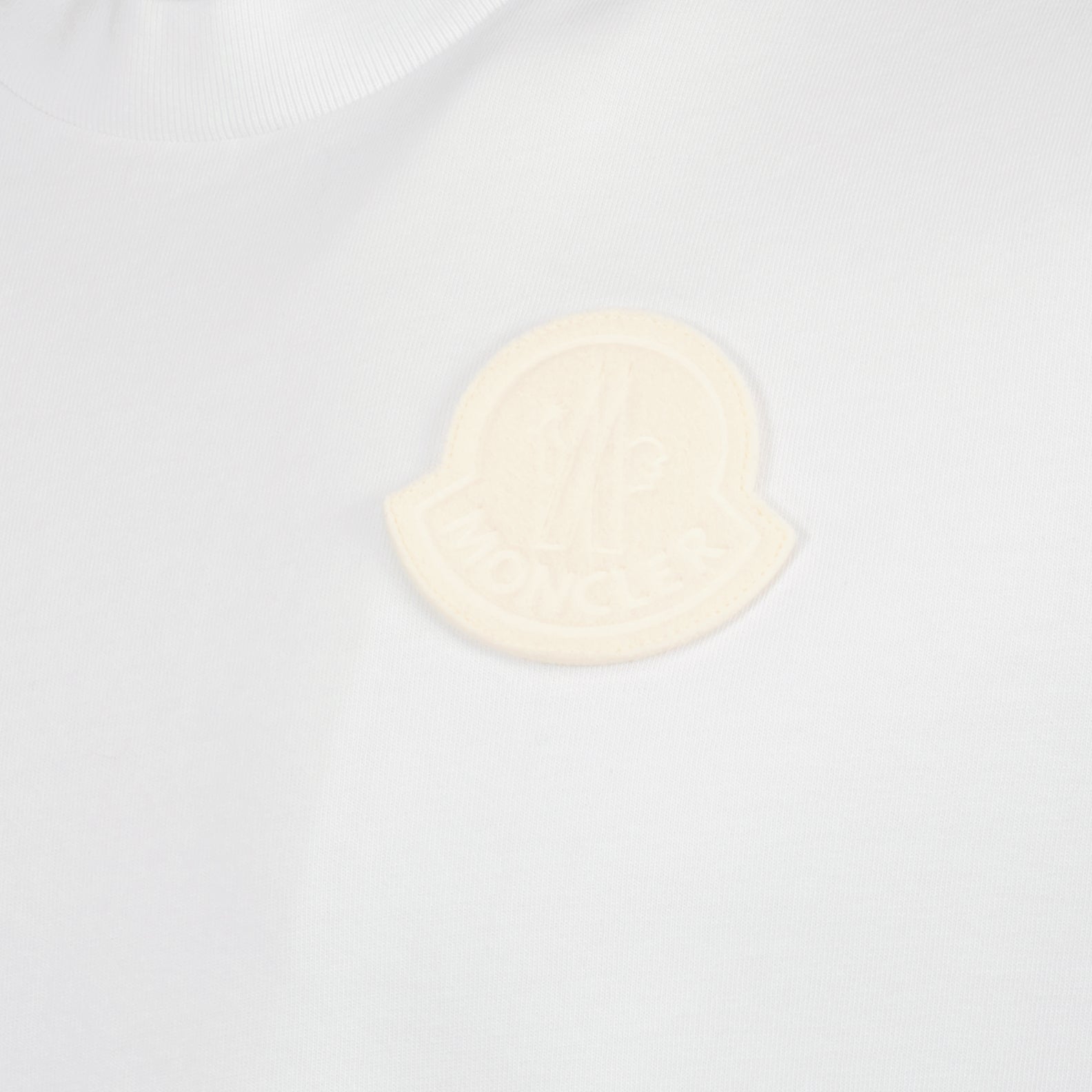 Image of Moncler White Logo T-Shirt by Moncler for Men - Season Spring-Summer 2024 - Detail View 5