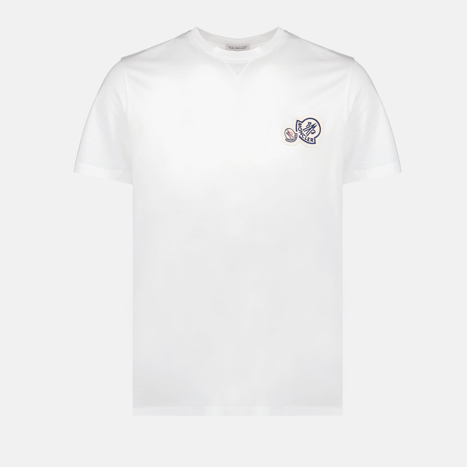 Moncler, white logo T-shirt, luxury casual wear, designer T-shirt, timeless fashion