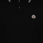Image of Black Polo Shirt with Contrasting Trims by Moncler for Men - Season Spring-Summer 2024 - Detail View 5