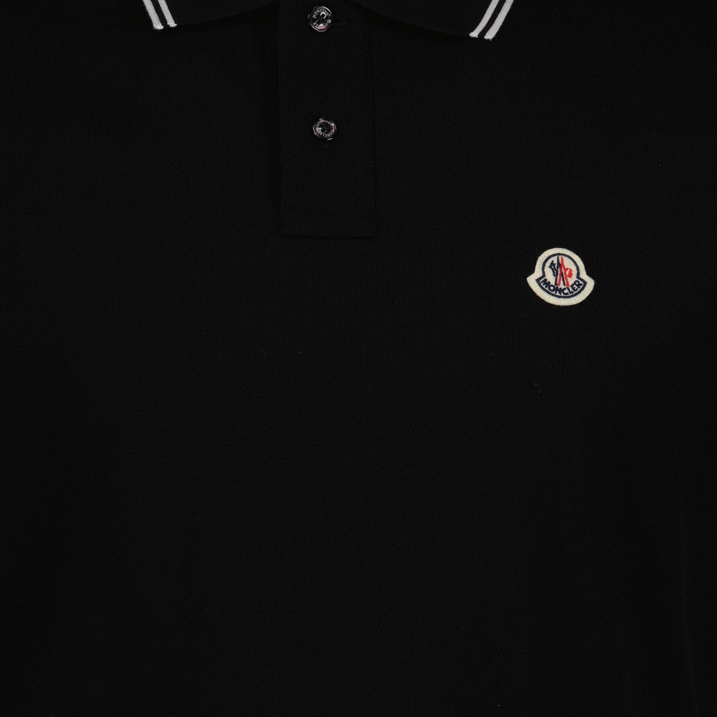 Luxury polo shirt, Black polo with trims, Moncler polo, High-end casual wear, Timeless menswear