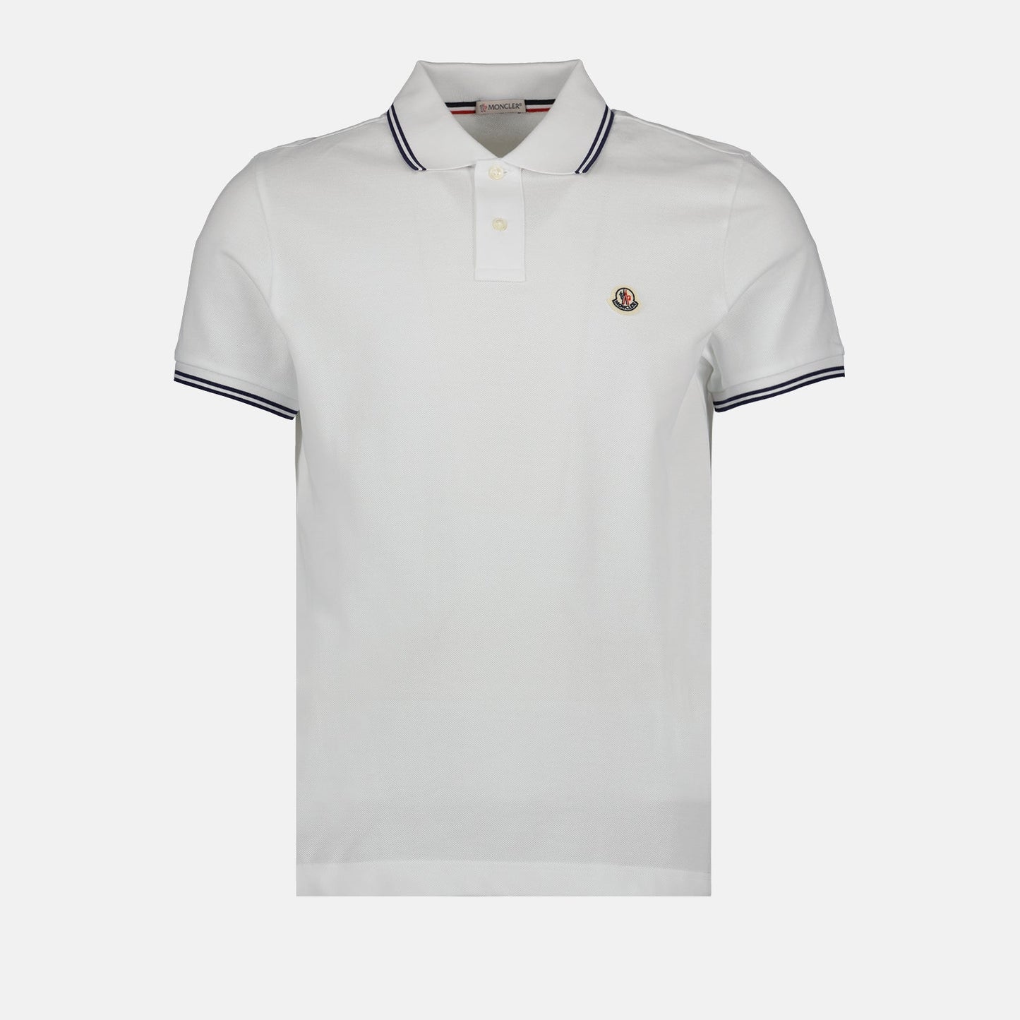 luxury polo, white polo, Moncler polo, contrast trim polo, elegant men's shirt