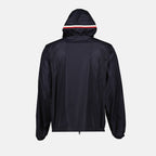 Moncler jacket, blue nylon jacket, luxury outerwear, fashion-forward, high-end jackets