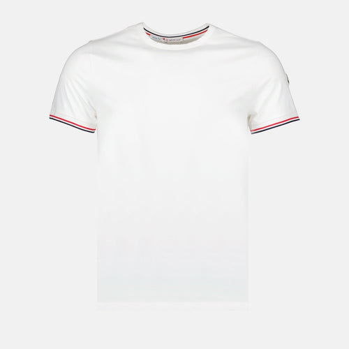 T-shirt Blanc avec Logo et Bordure