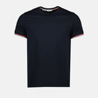 Moncler T-shirt, luxury T-shirt, navy blue T-shirt, designer logo T-shirt, elegant men's wear