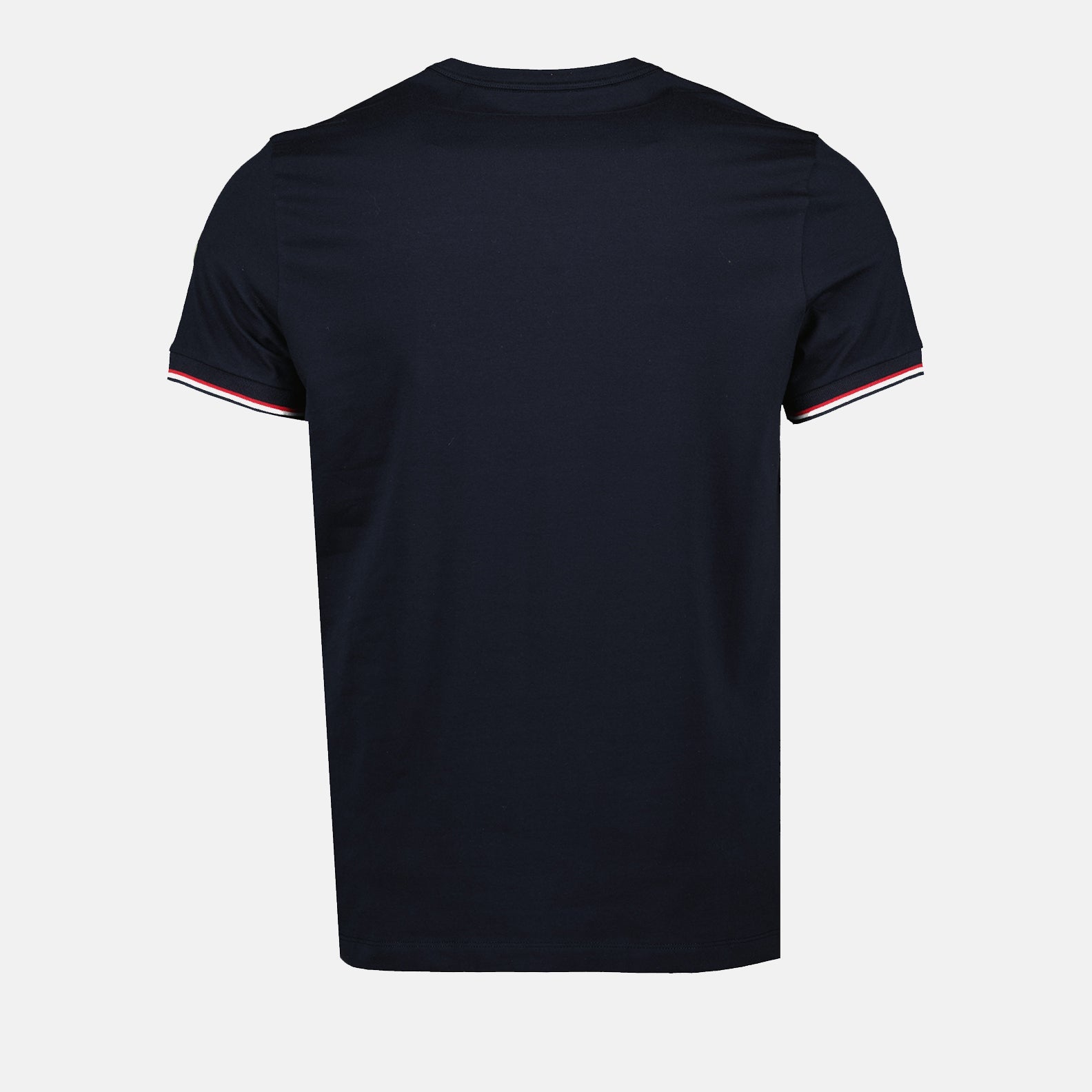 Moncler T-shirt, luxury T-shirt, navy blue T-shirt, designer logo T-shirt, elegant men's wear