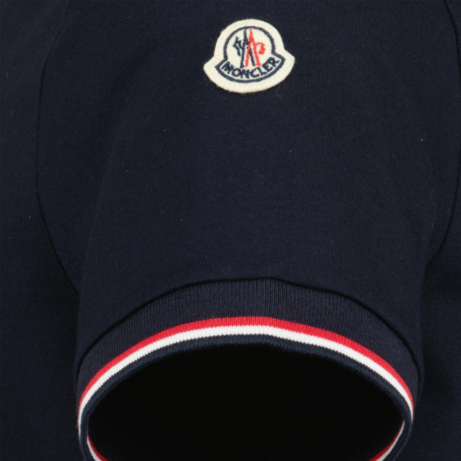 Moncler T-shirt, luxury T-shirt, navy blue T-shirt, designer logo T-shirt, elegant men's wear