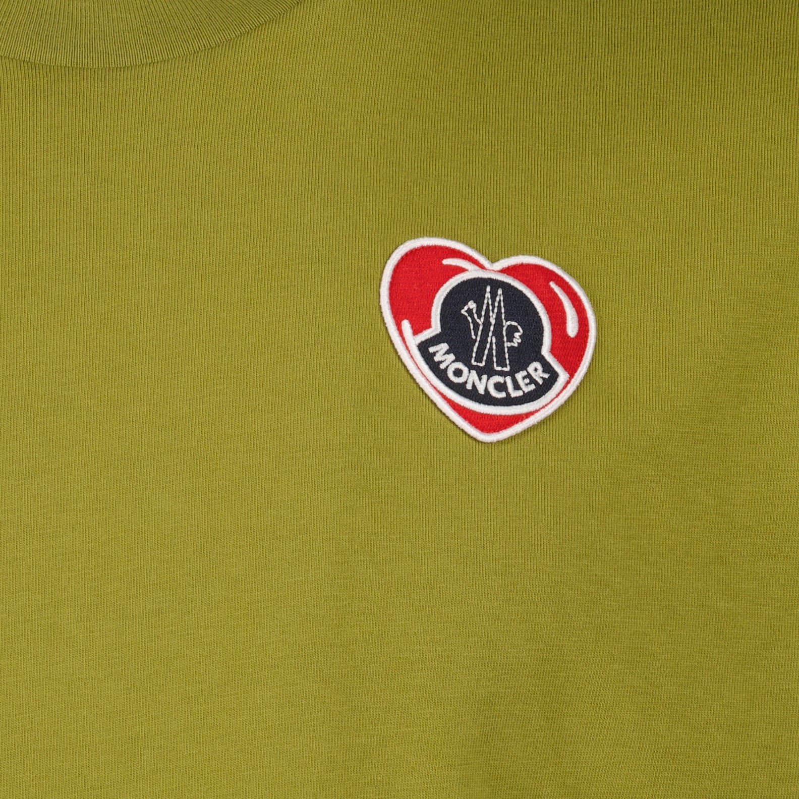 luxury t-shirt, khaki t-shirt, Moncler heart logo, high-end fashion, premium men's wear