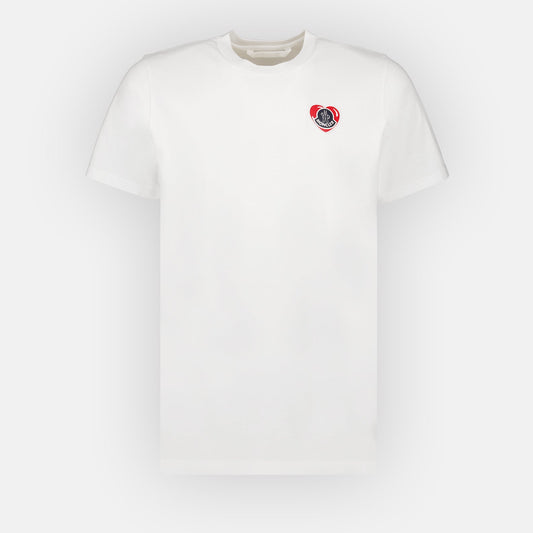 luxury T-shirt, Moncler T-shirt, white T-shirt, heart logo T-shirt, designer T-shirt