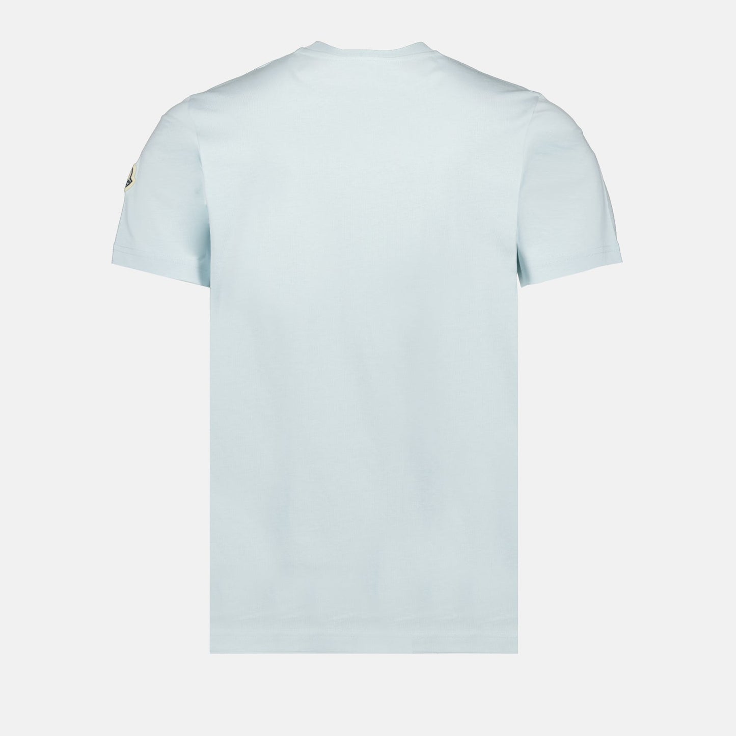 luxury t-shirt, Moncler tee, light blue t-shirt, designer logos, high-end fashion