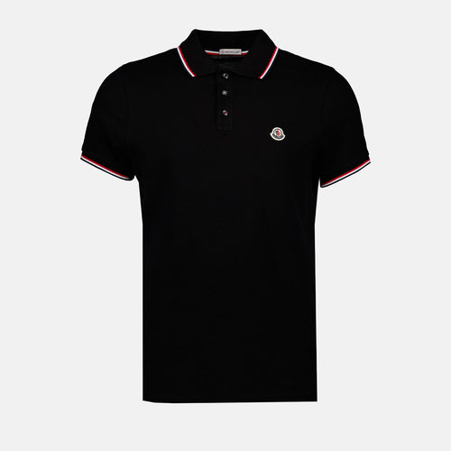 Polo Clásico Negro con Ribetes de Logo