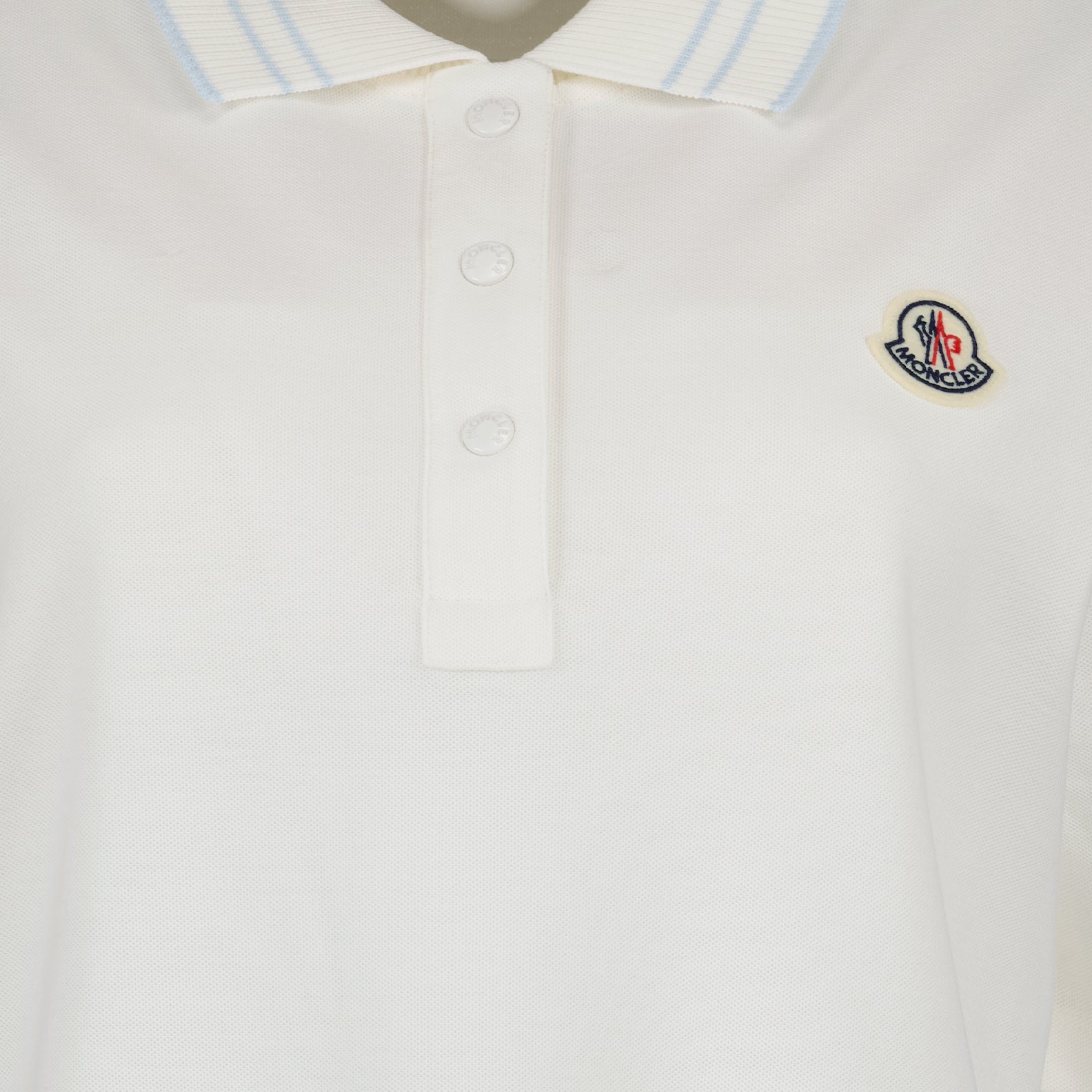 Moncler polo shirt, luxury polo, white logo polo, high-end casual wear, designer polo