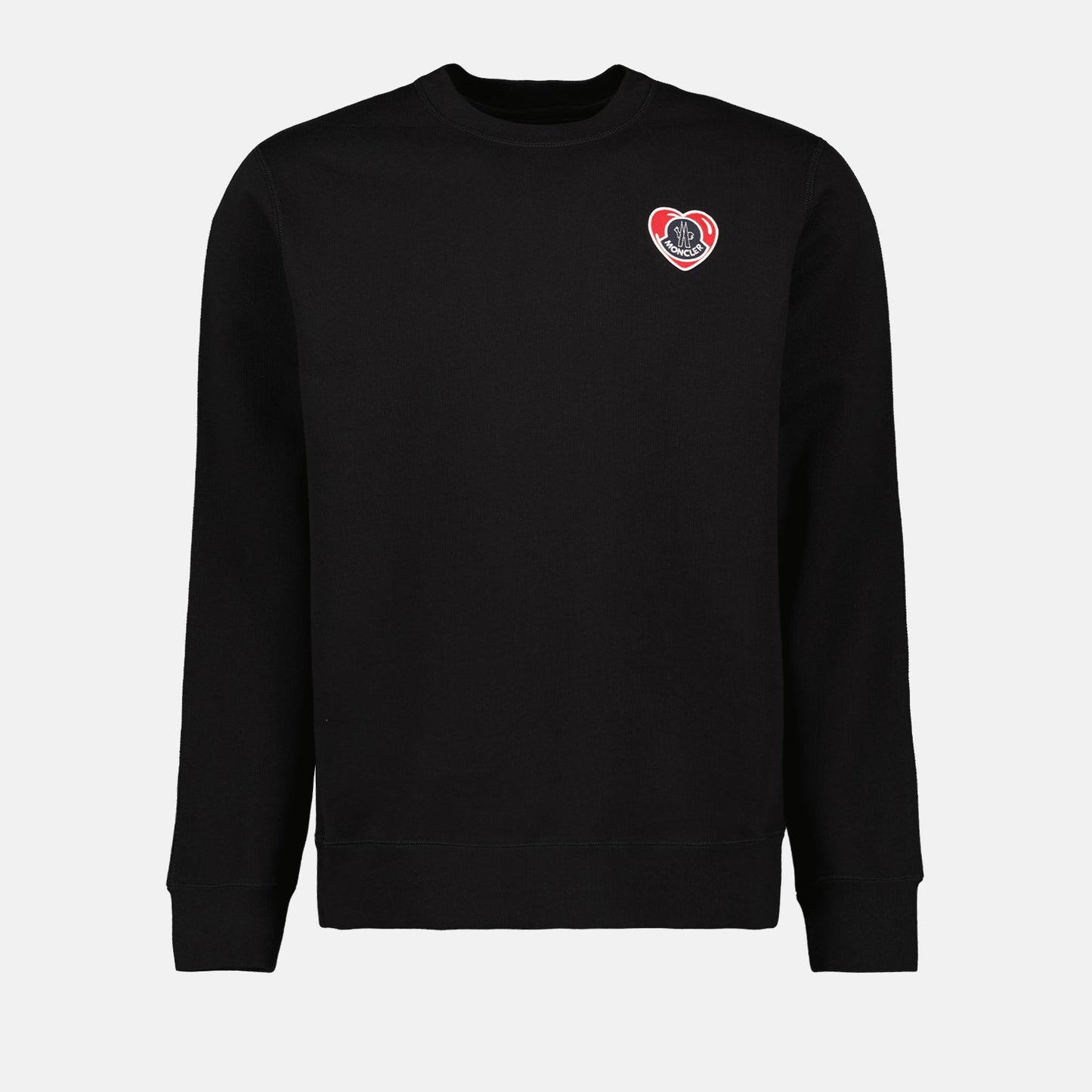 luxury sweatshirt, Moncler, black sweatshirt, heart logo, high-end fashion