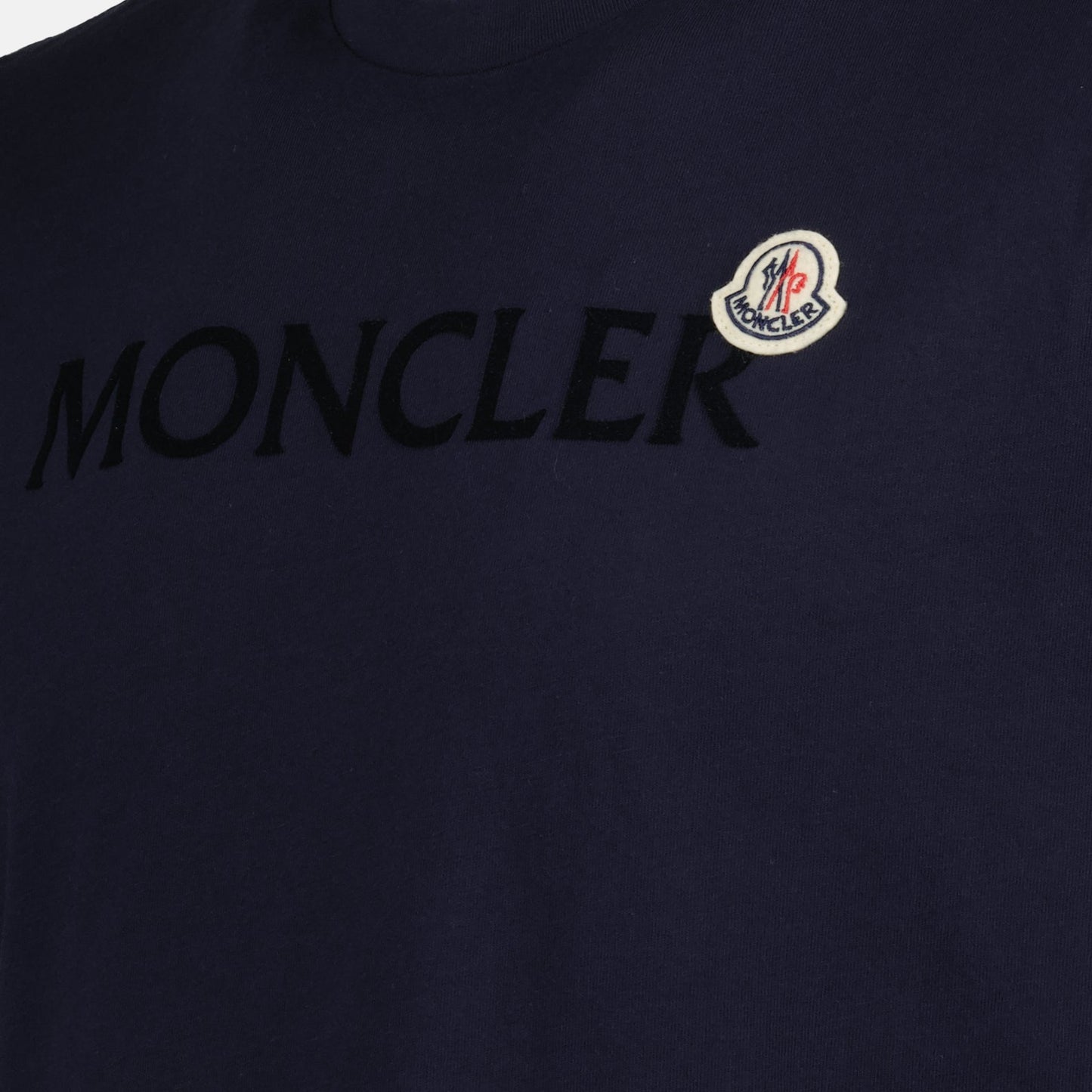 Moncler, navy blue t-shirt, logo t-shirt, luxury men's fashion, high-end casual wear