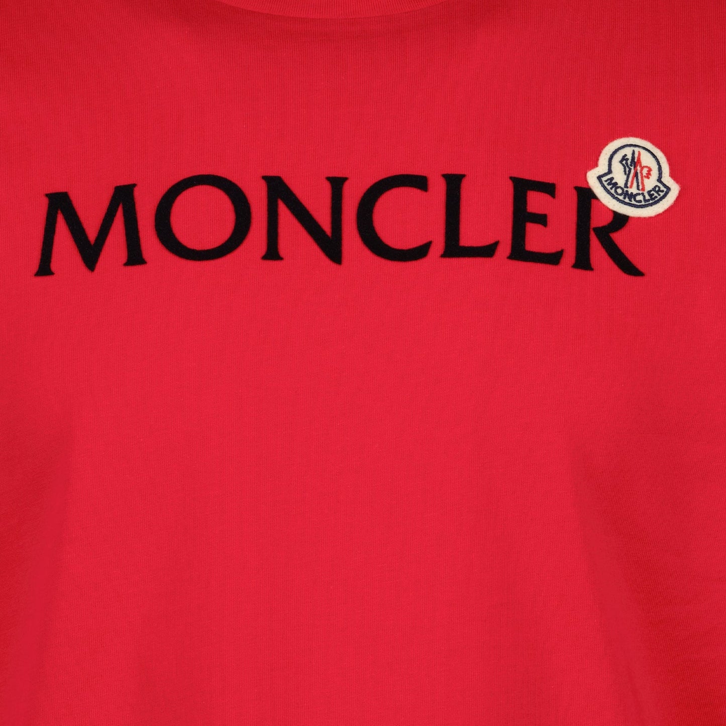 Moncler, luxury T-shirt, red T-shirt, designer logo tee, high-end fashion