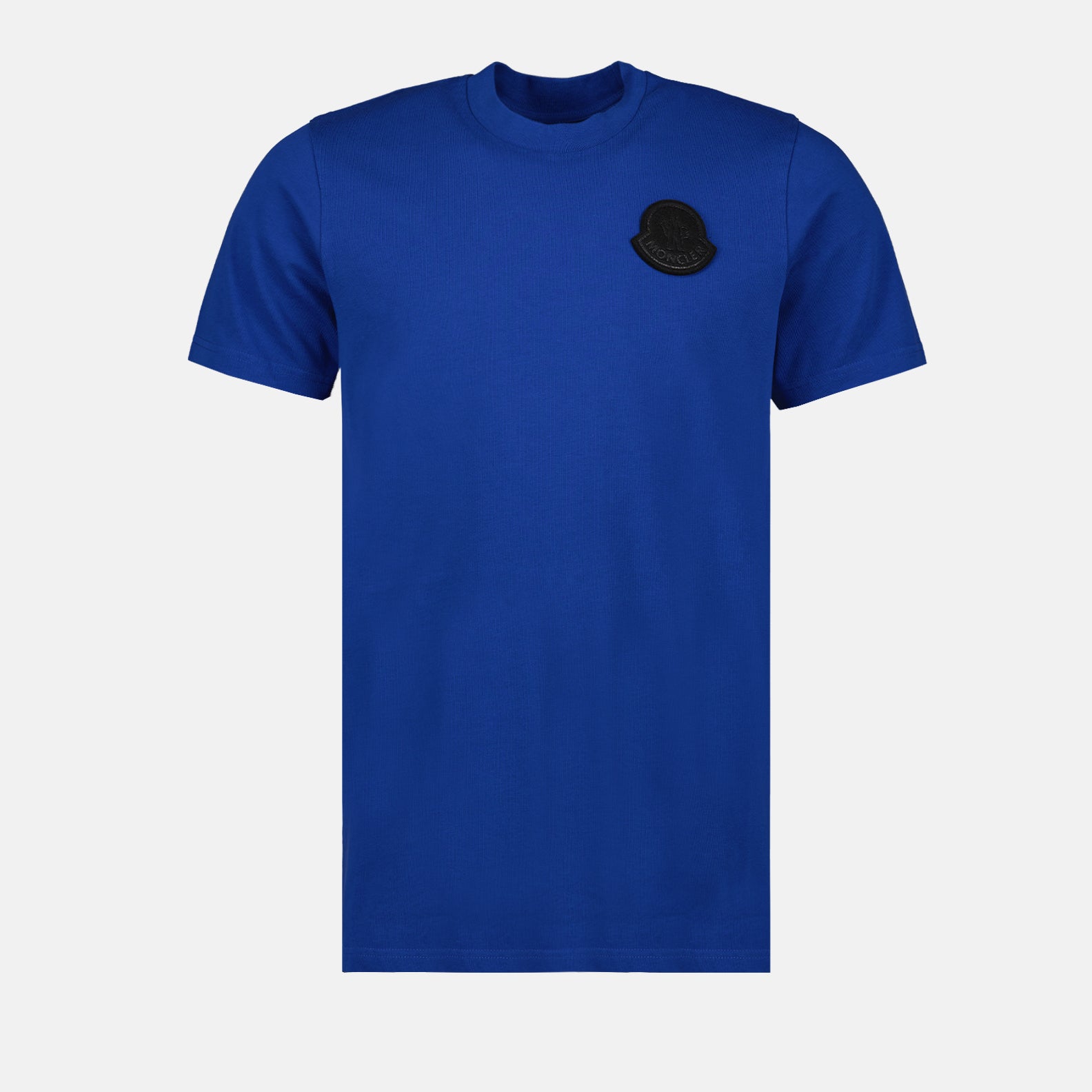 Moncler T-shirt, Blue logo T-shirt, Luxury casual wear, High-end fashion, Designer men's T-shirt