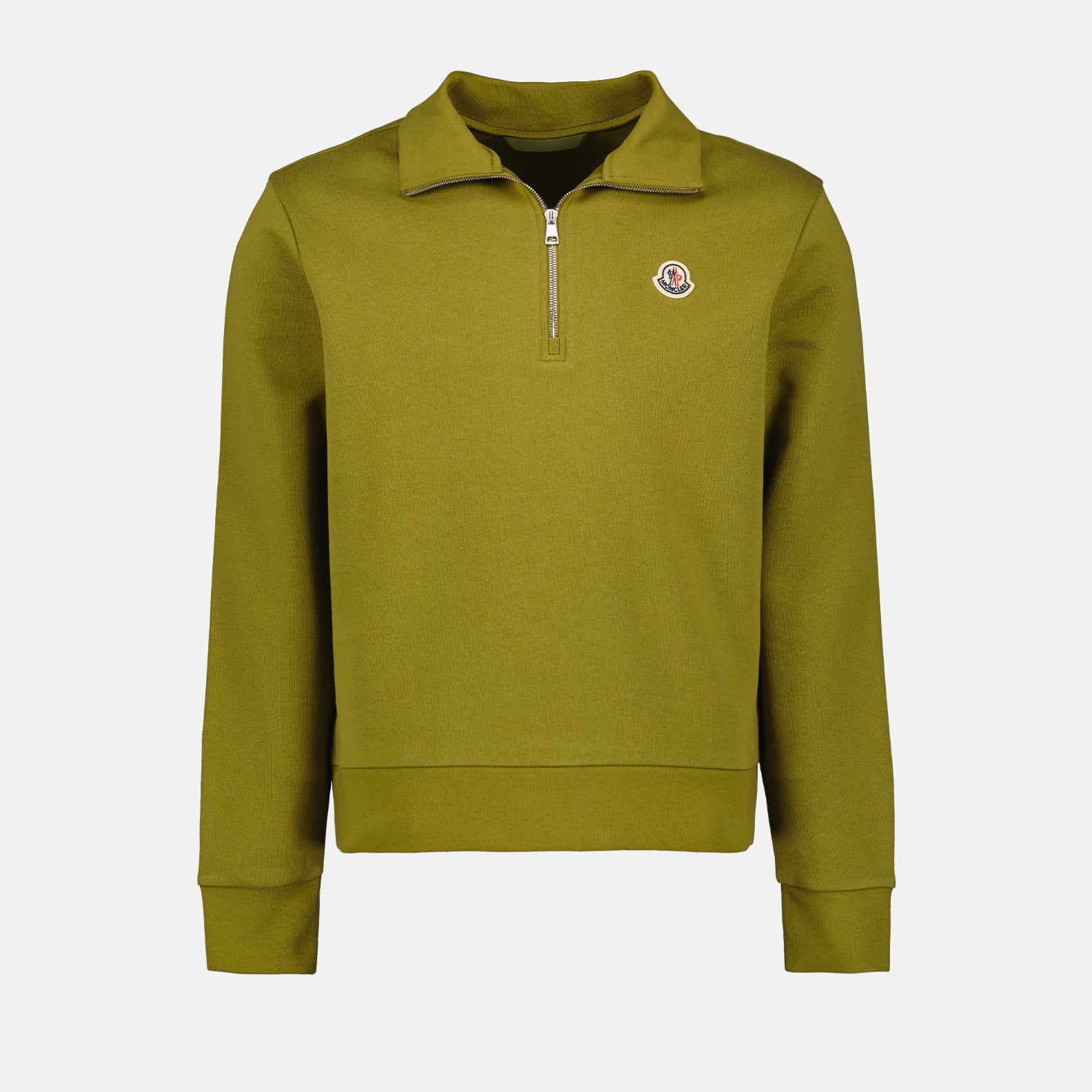 Moncler, luxury sweatshirt, khaki zip sweatshirt, high-end, casual elegance