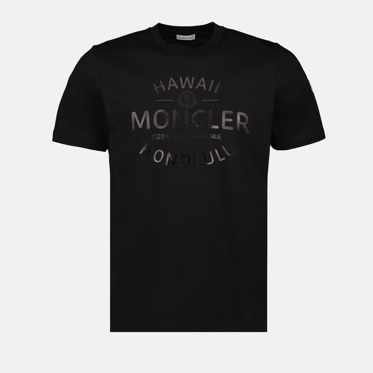 Moncler, Black T-Shirt, Logo Print, Luxury Fashion, Men's Fashion