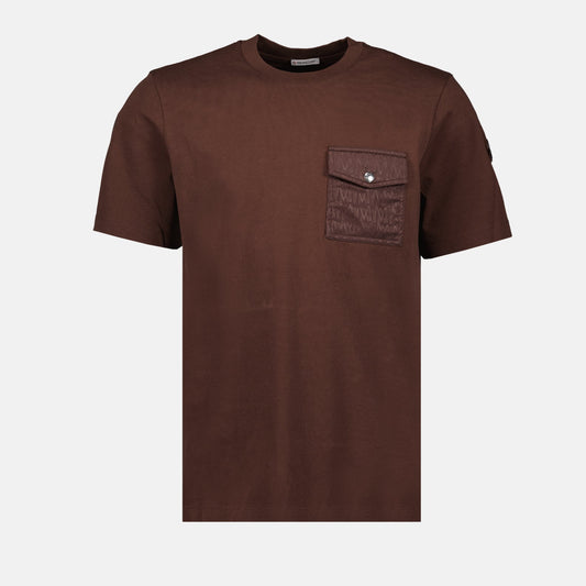 luxury t-shirt, Moncler, brown pocket tee, designer casual wear, premium menswear