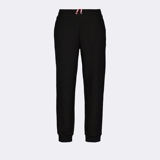 Moncler jogging pants, luxury athleisure, black logo pants, designer joggers, premium comfort wear