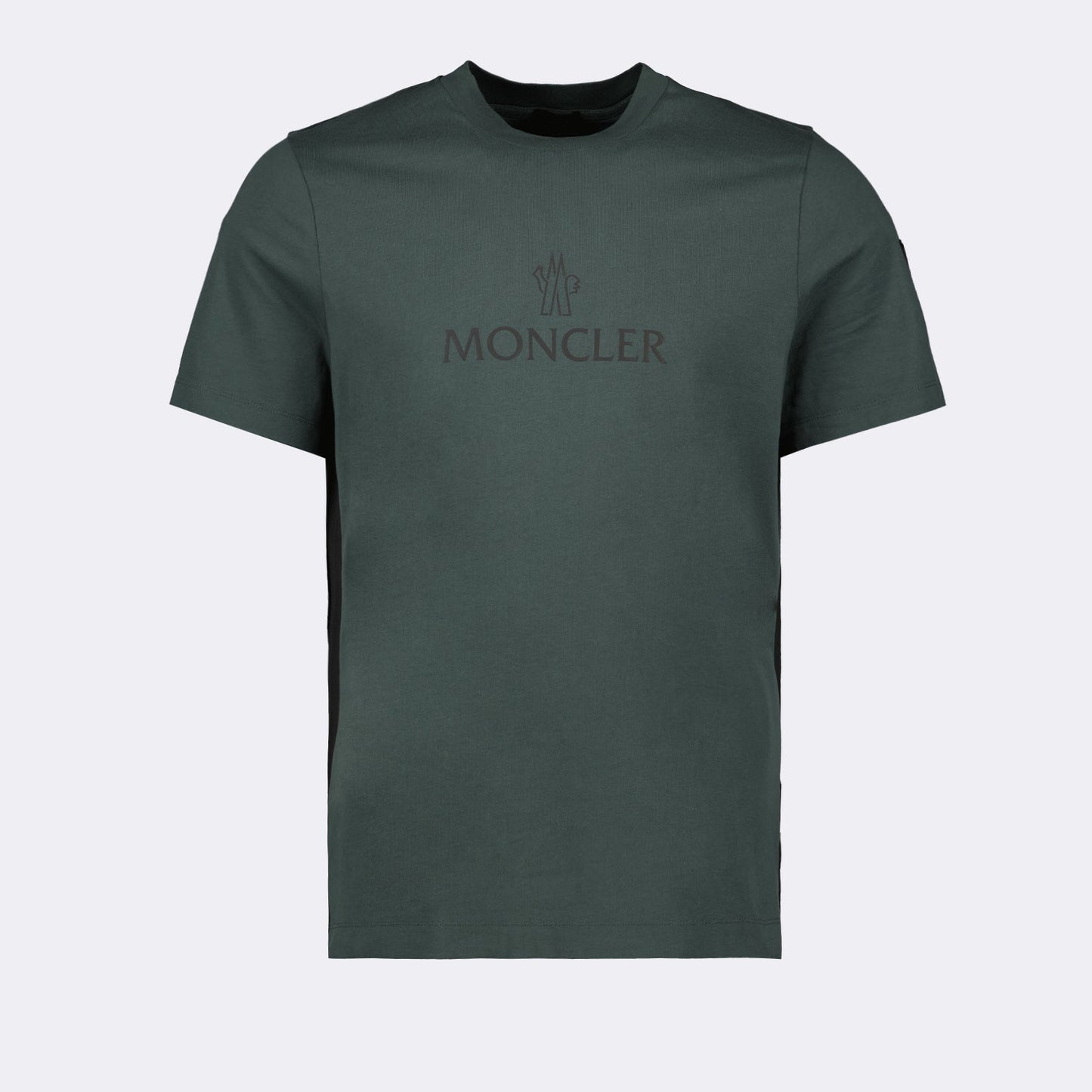 Moncler T-shirt, green logo T-shirt, luxury casual wear, designer tee, Moncler fashion