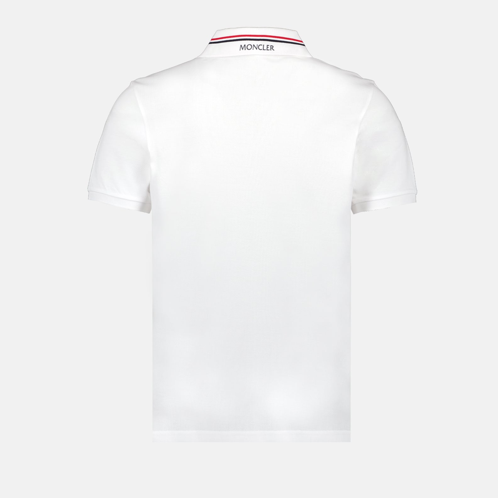 luxury polo, Moncler polo, white polo shirt, contrasting trim polo, high-end fashion