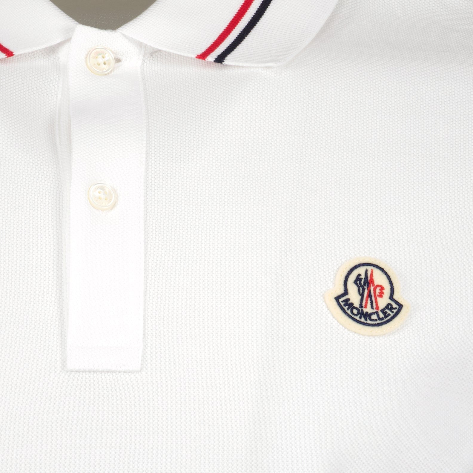 luxury polo, Moncler polo, white polo shirt, contrasting trim polo, high-end fashion