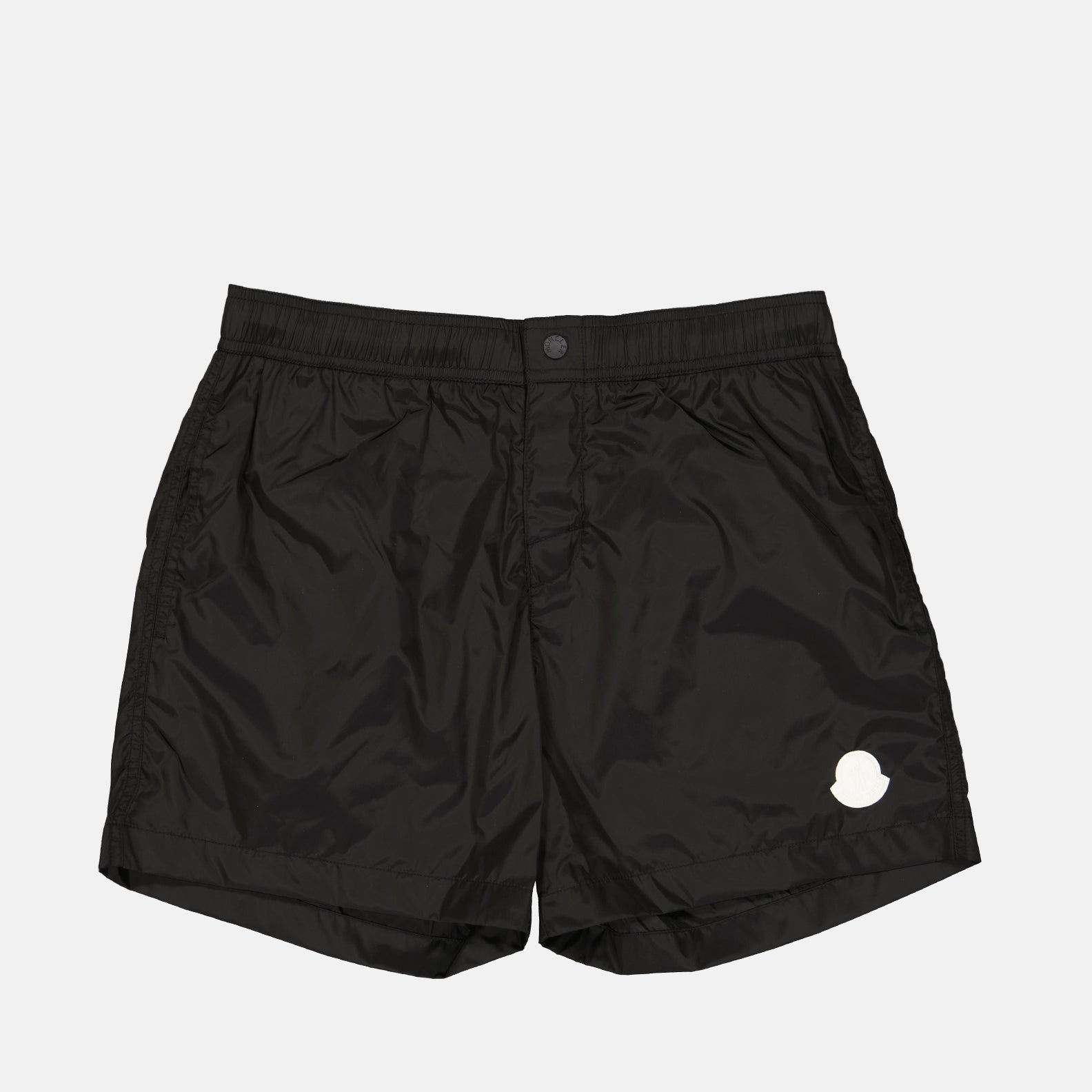 swim shorts, luxury swimwear, black swim shorts, Moncler swimwear, designer swimwear