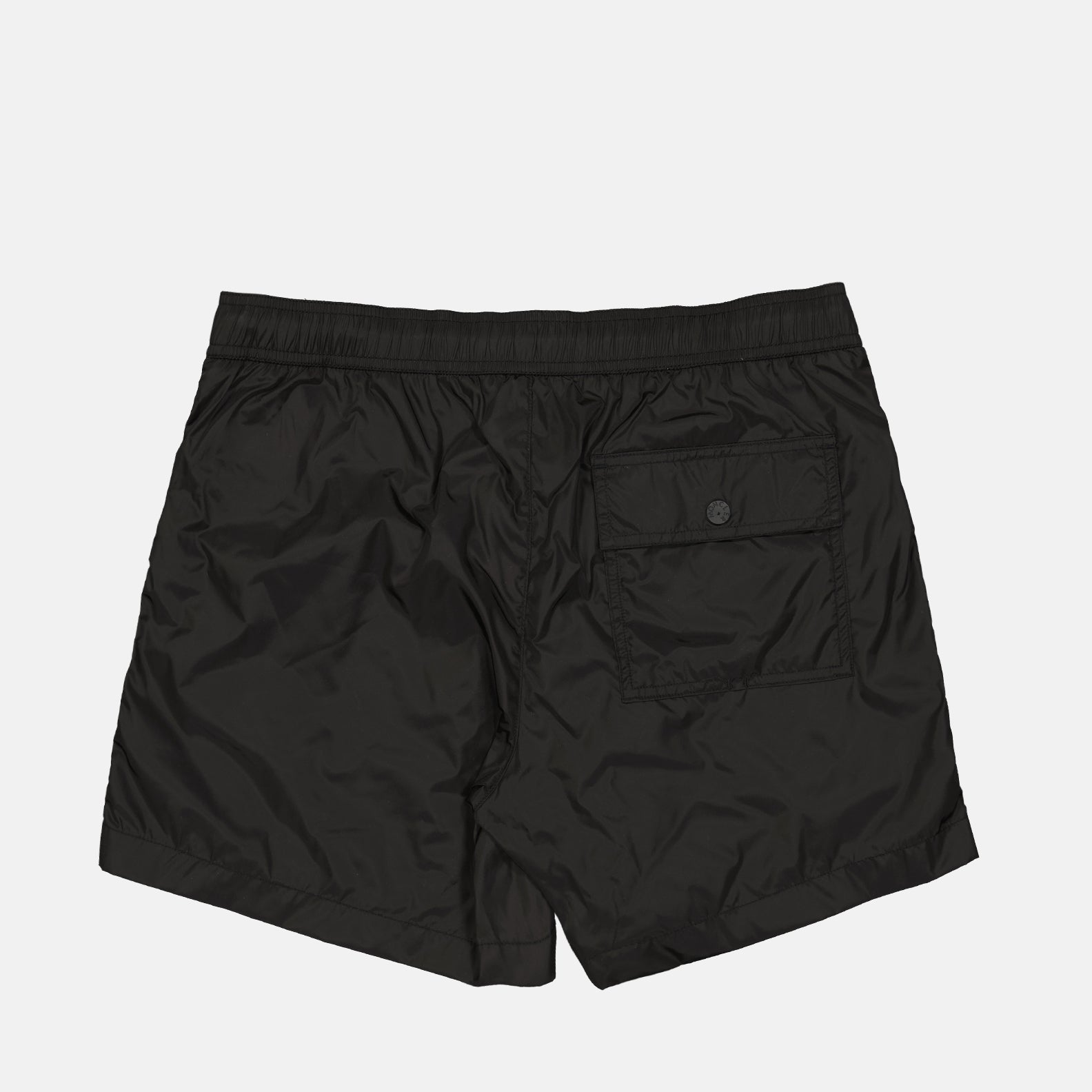 swim shorts, luxury swimwear, black swim shorts, Moncler swimwear, designer swimwear