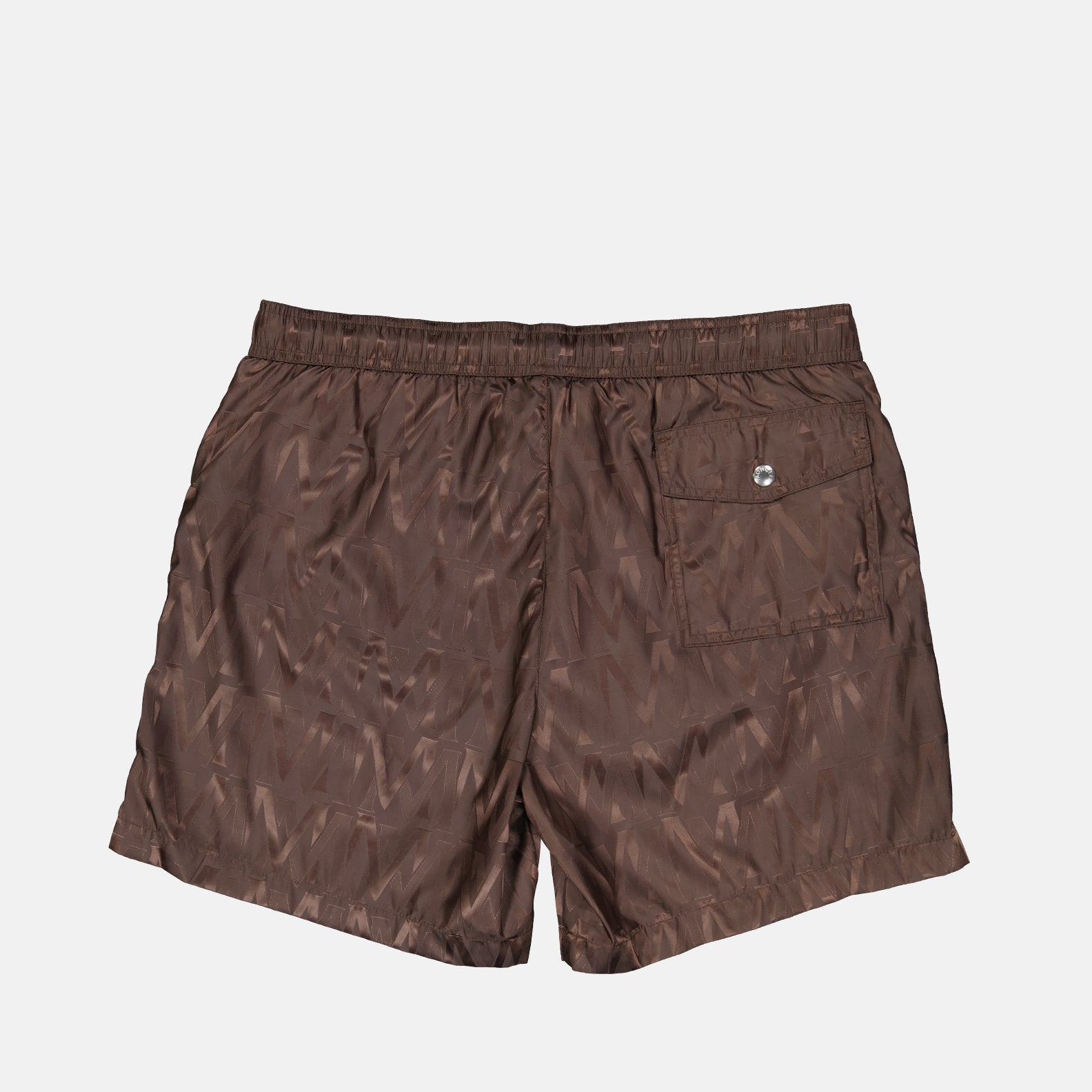 Moncler swim shorts, luxury swimwear, monogrammed shorts, designer beachwear, elegant swimwear