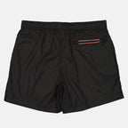 Moncler swim shorts, black swim shorts, luxury swimwear, designer swimwear, logo shorts