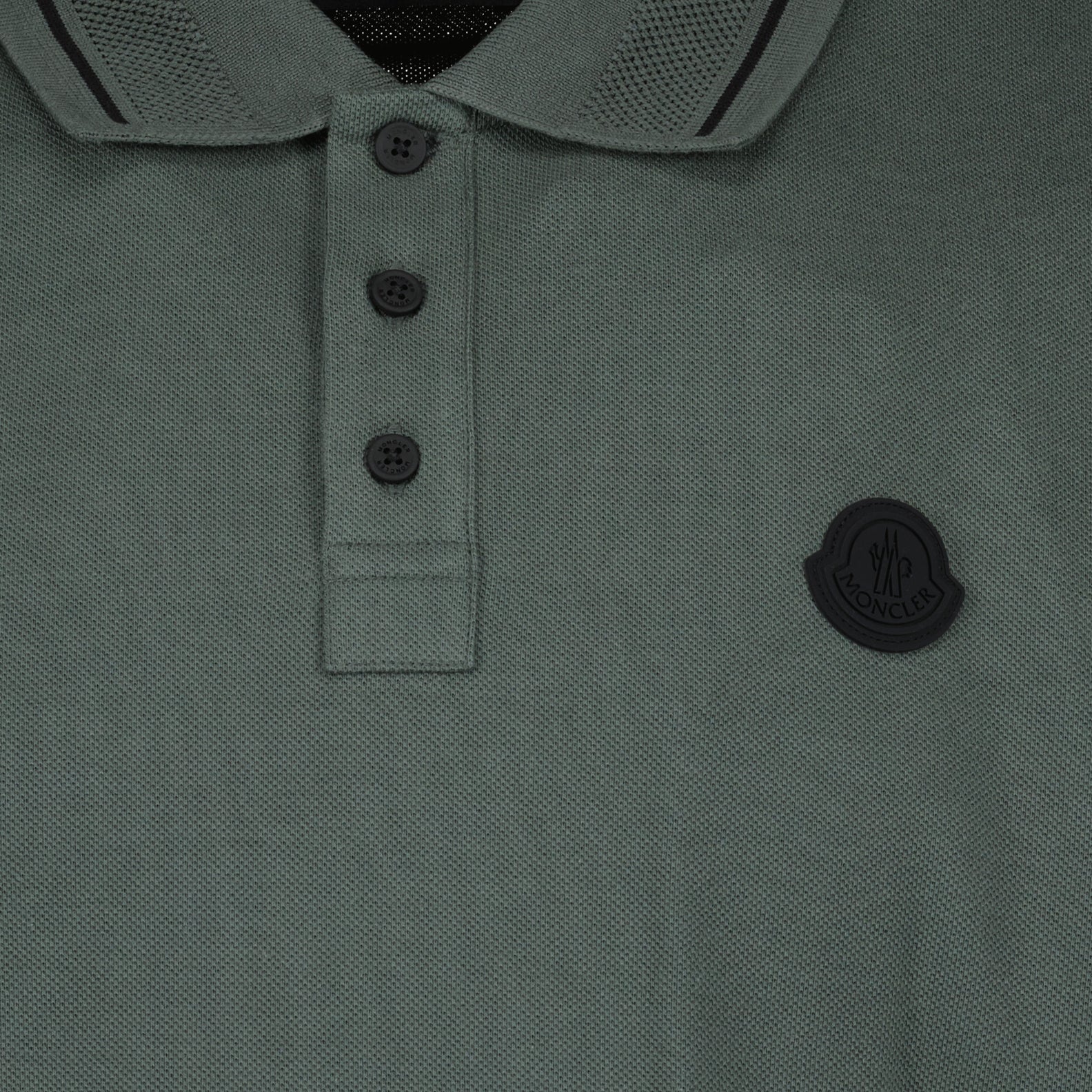 Moncler polo, luxury green polo, designer polo shirt, elegant trim polo, branded casual wear