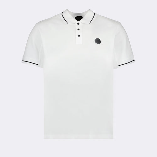 White Polo Shirt with Logo and Trim