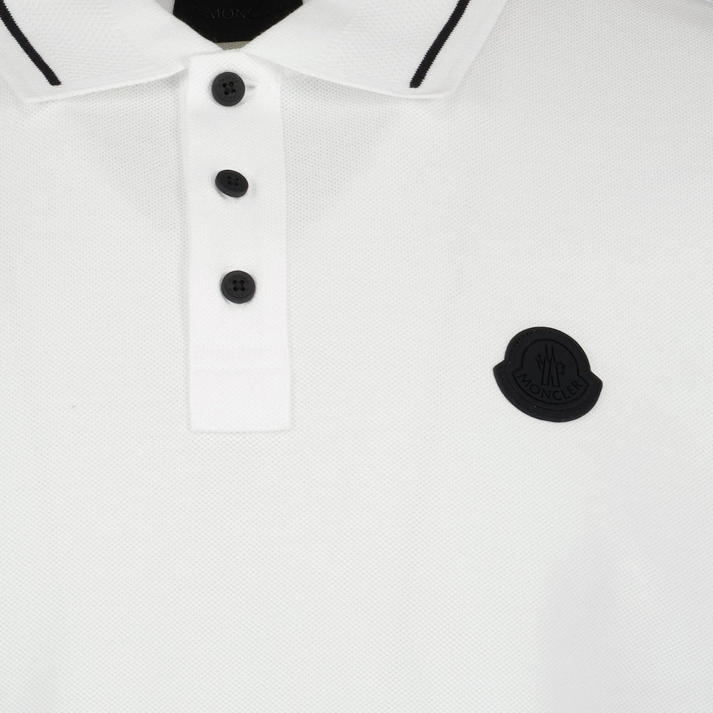 White Polo Shirt with Logo and Trim