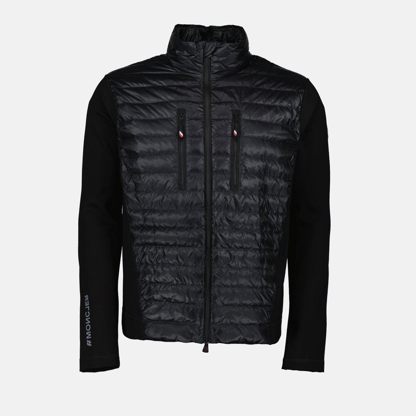 black nylon jacket, luxury outerwear, Moncler Grenoble, high-end fashion jackets, bi-material jacket