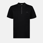 Moncler polo, black zip polo, luxury men's wear, designer polo, elegant casual wear