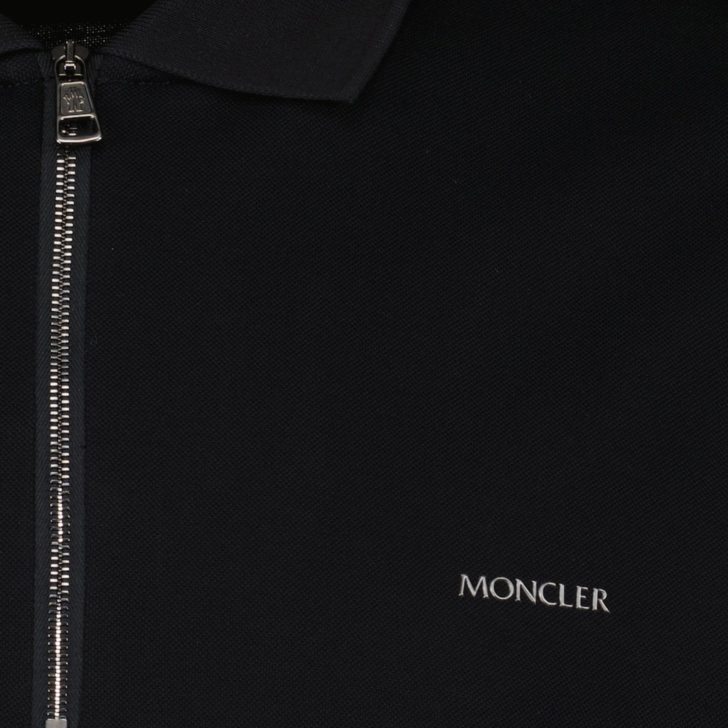 Moncler polo, black zip polo, luxury men's wear, designer polo, elegant casual wear