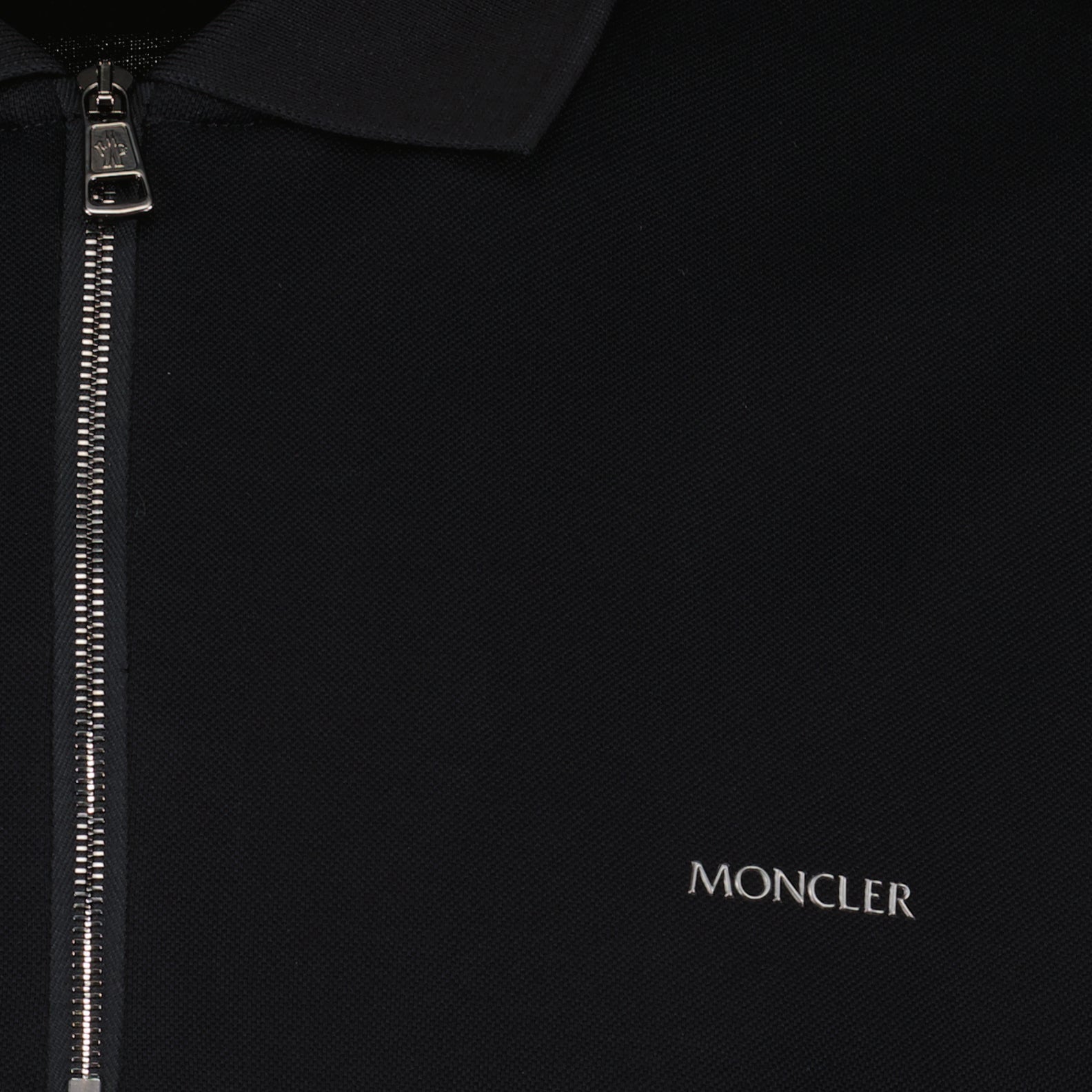Moncler polo, black zip polo, luxury men's wear, designer polo, elegant casual wear
