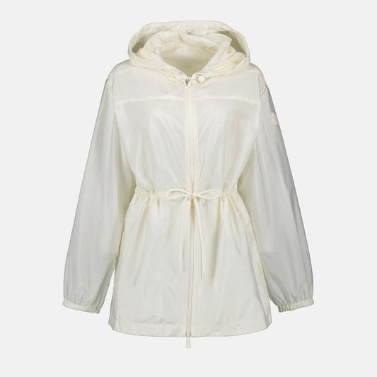 luxury jacket, white nylon jacket, Moncler jacket, designer outerwear, high-end fashion