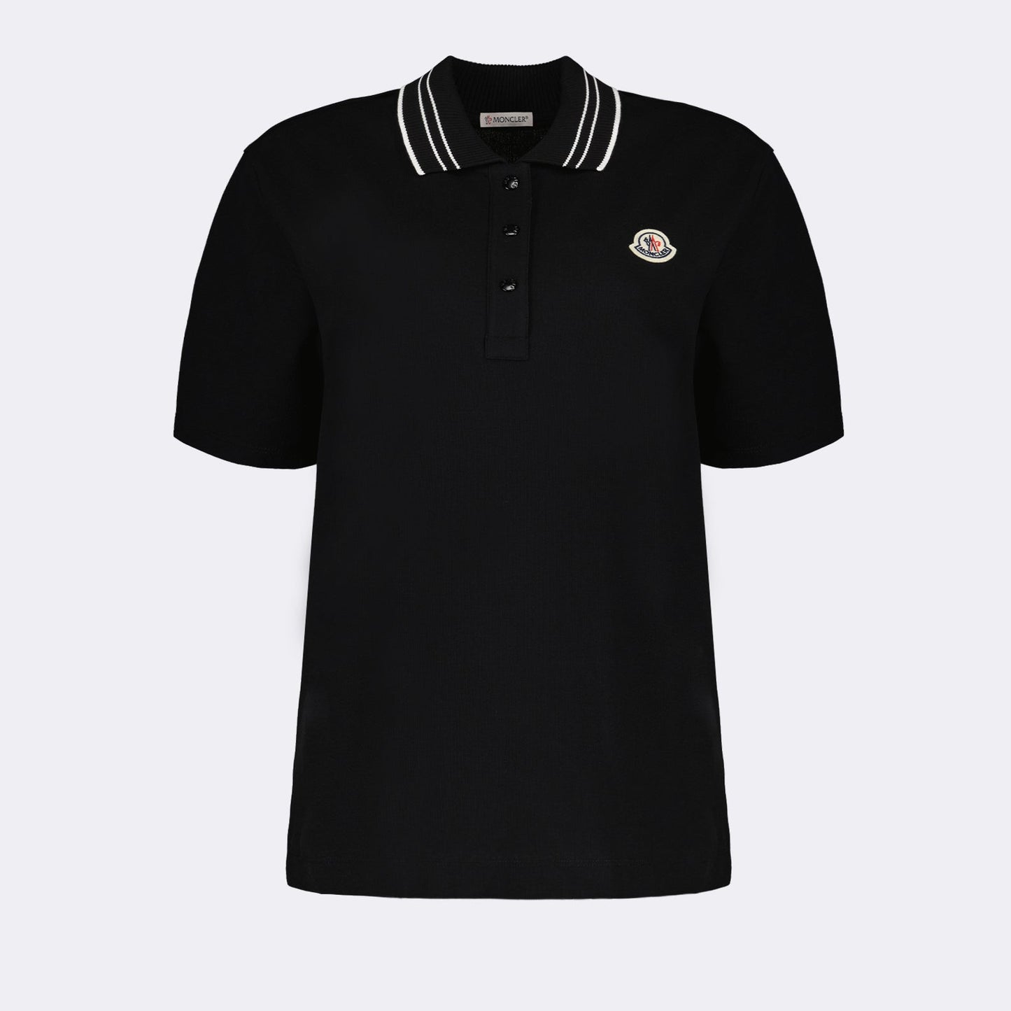 luxury polo, black polo, Moncler shirt, elegant black top, premium women’swear