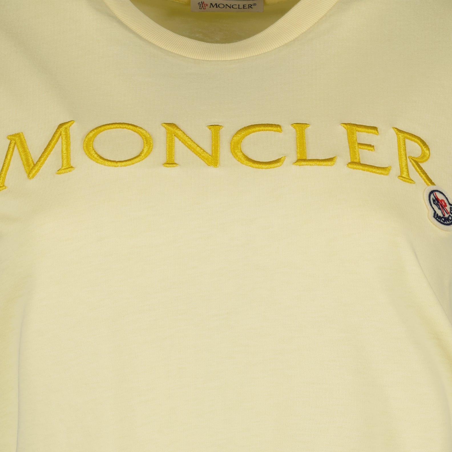 Luxury T-shirt, Moncler T-shirt, Designer Logo T-shirt, Yellow T-shirt, High-end fashion top